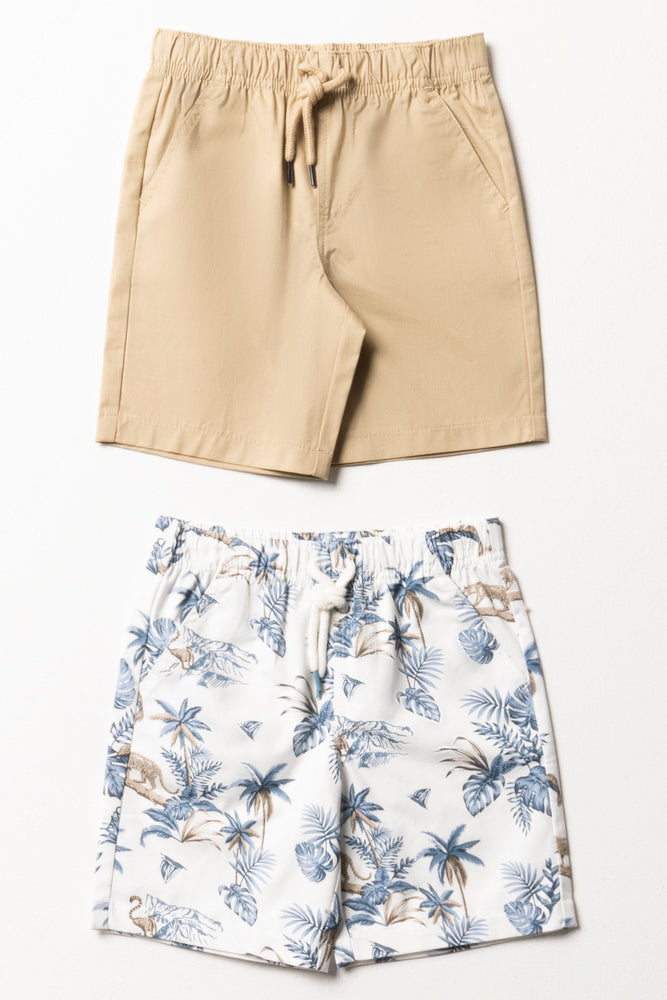 2 Pack Floral Shorts Natural