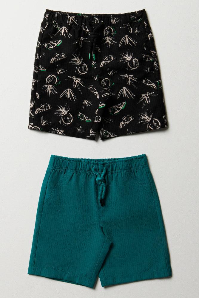 2 Pack Sketch Shorts Black & Teal