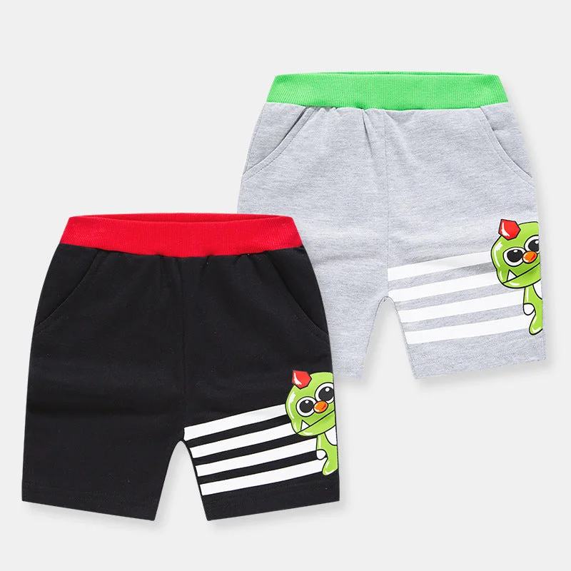 Baby Kid Boys Striped Cartoon Print Shorts Wholesale 220412274