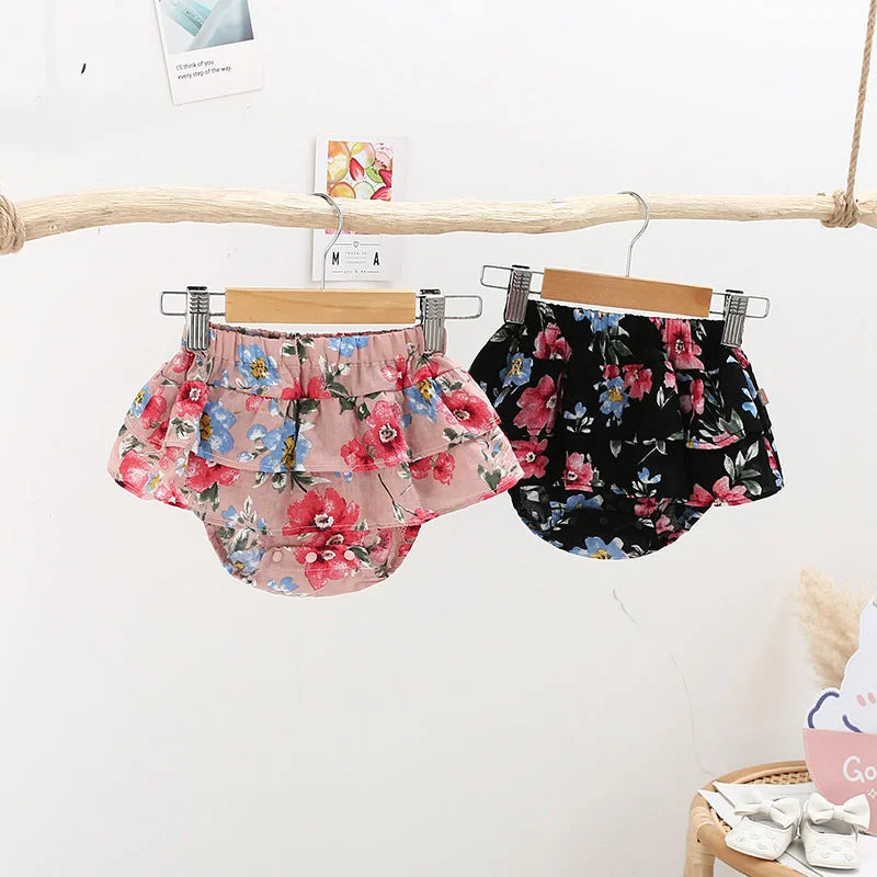 Baby Girls Flower Print Shorts Wholesale 220412479