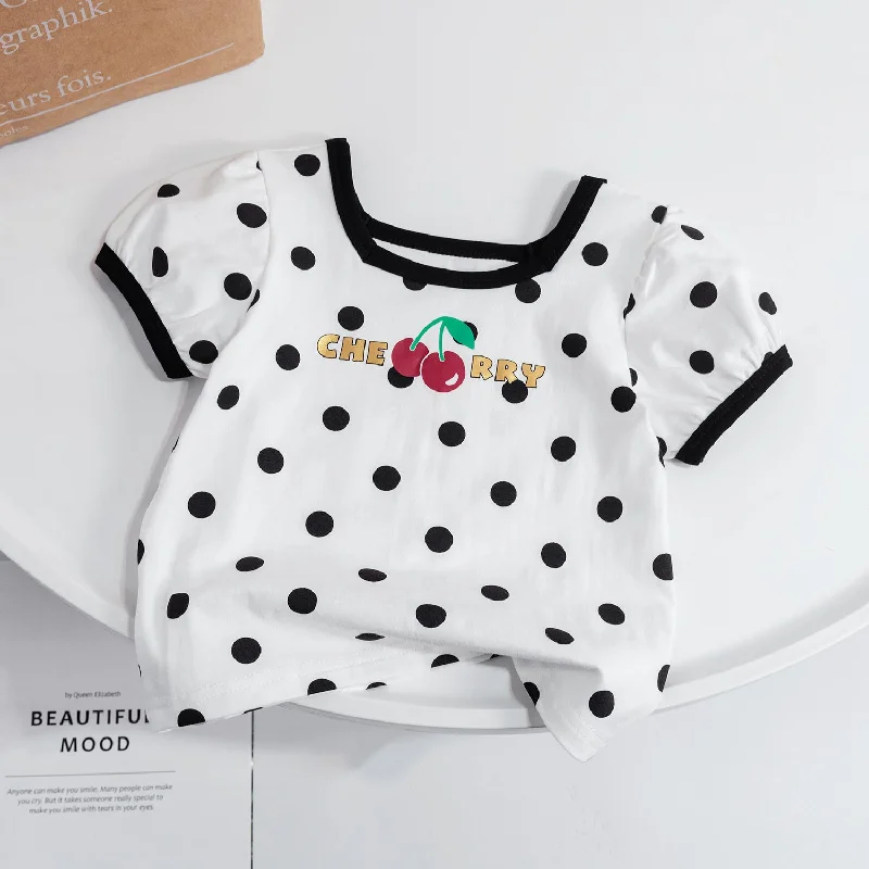 Baby Kid Girls Letters Fruit Polka dots T-Shirts Wholesale 230302217