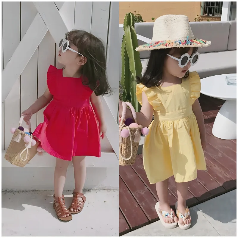 Baby Kid Girls Solid Color Dresses Wholesale 23041379