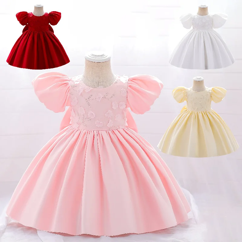 Baby Kid Girls Solid Color Embroidered Dressy Princess Dresses Wholesale 230803105