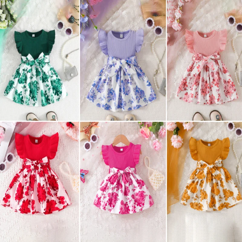 Baby Kid Girls Flower Bow Dresses Wholesale 24070110