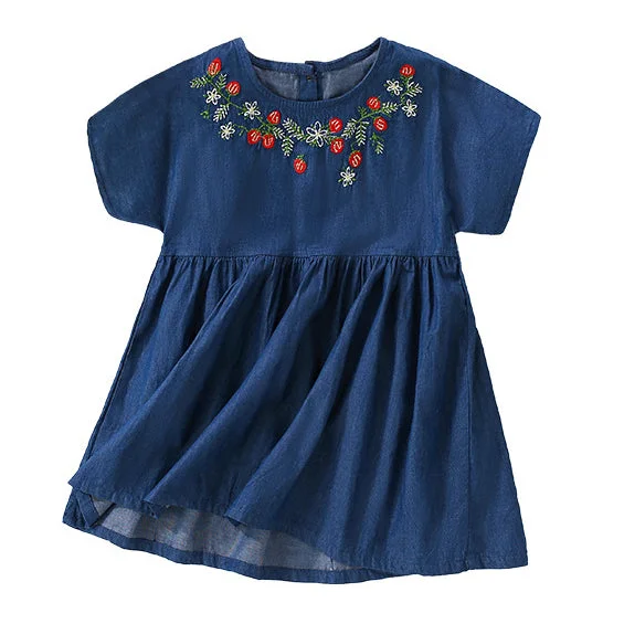 Baby Kid Girls Flower Embroidered Dresses Wholesale 240701118