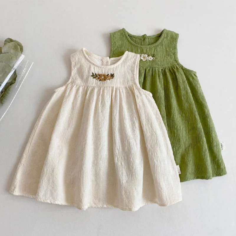 Baby Kid Girls Flower Embroidered Dresses Wholesale 24070122