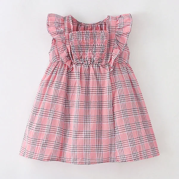 Baby Kid Girls Checked Dresses Wholesale 24070134