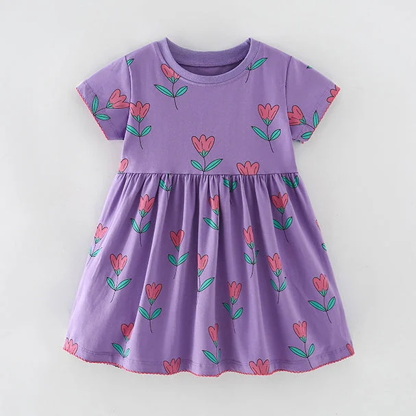 Baby Kid Girls Flower Print Dresses Wholesale 24070150