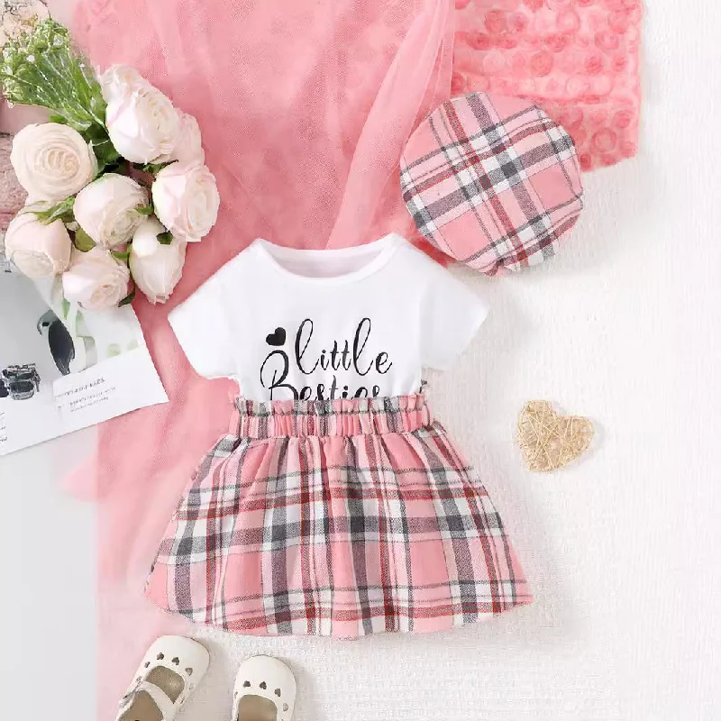 Baby Kid Girls Letters Checked Dresses Wholesale 24070190