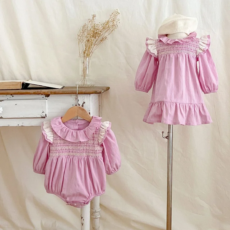 Baby Kid Girls Solid Color Rompers And Dresses Wholesale 240802233