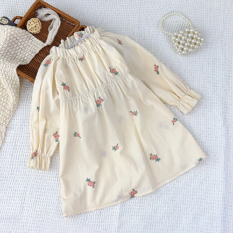 Baby Kid Girls Flower Embroidered Dresses Wholesale 240802317