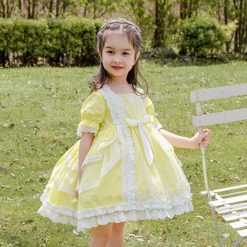 Baby Kid Girls Bow Lace Embroidered Birthday Party Dresses Princess Dresses Wholesale 370410259