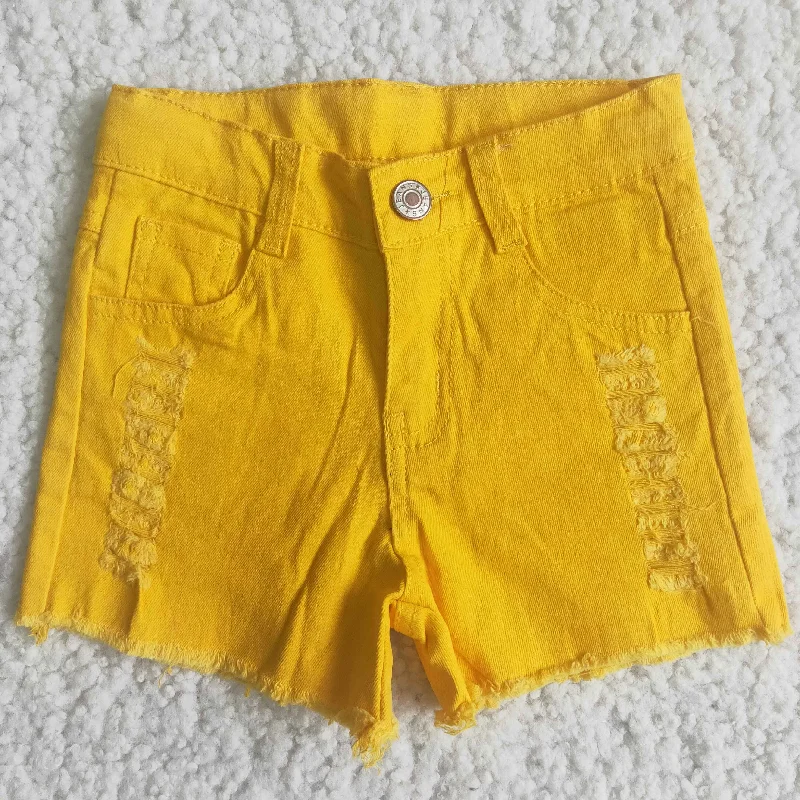 A11-12 Baby Girl Yellow Denim Shorts