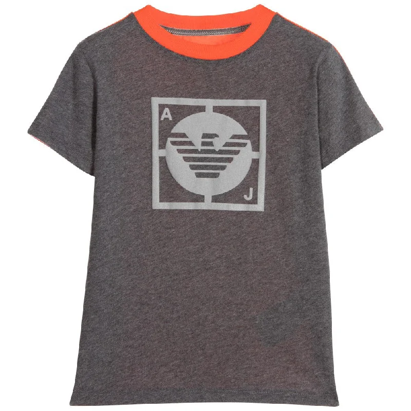 Boys Grey and Orange Logo T-shirt