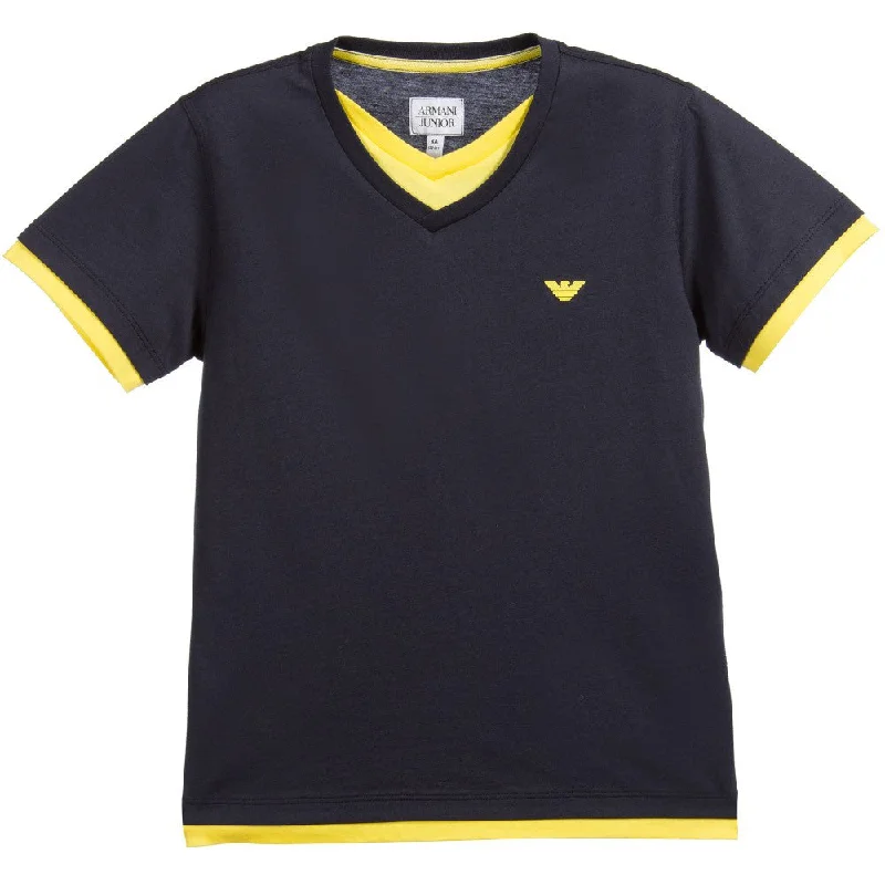 Boys Navy Blue with Yellow Layered T-shirt