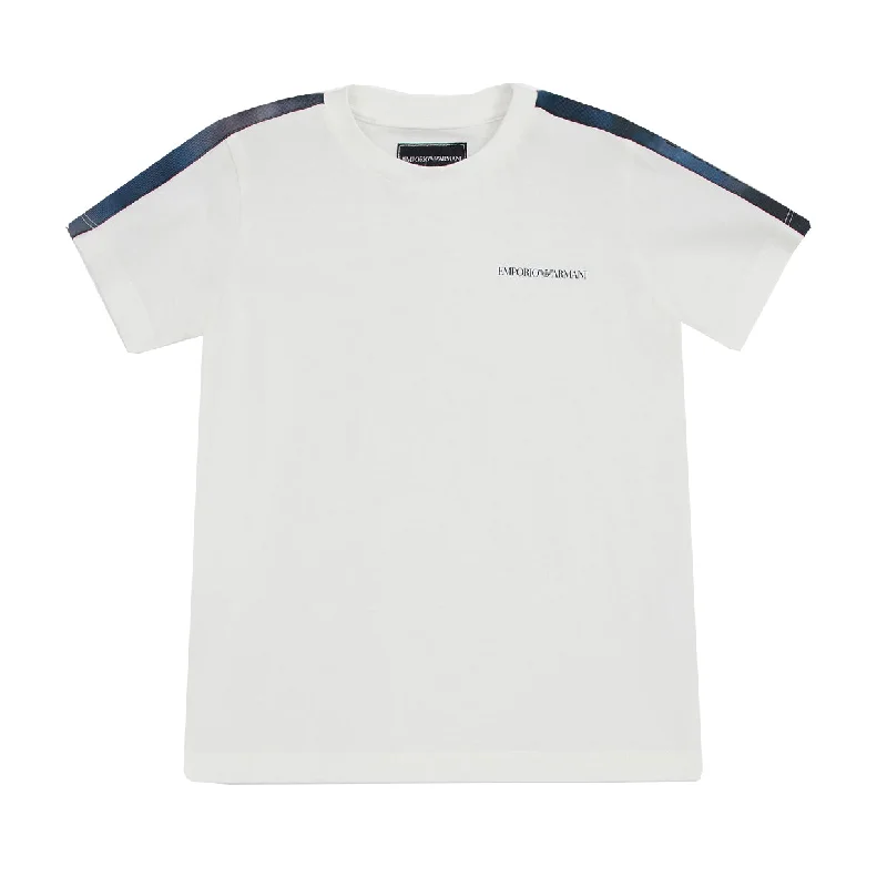 Armani Junior White Contrast Branding T-shirt