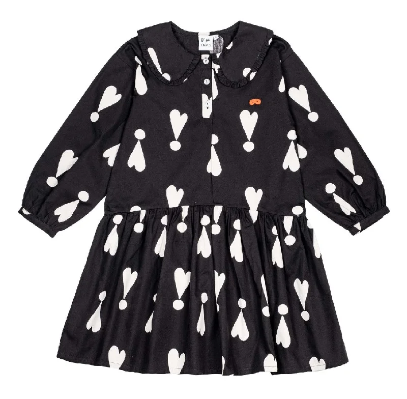 Beau Loves Black Exclamation Hearts Collar Dress