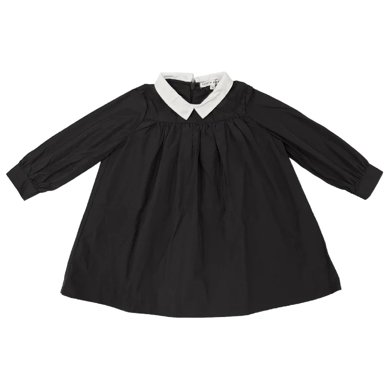 Little Parni Collar Taffeta Black Dress K453