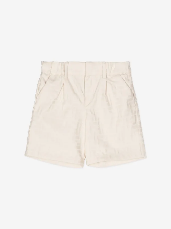 Fendi Baby Boys FFJacquard Shorts in Beige