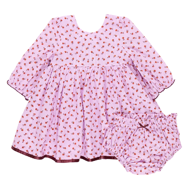 Baby Girls Amma Dress Set - Lavender Tiny Roses