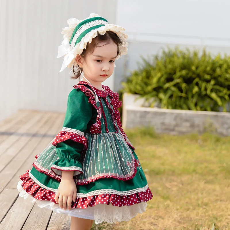 Baby Girls Bow Lace Dressy Birthday Party Spanish Dresses Princess Dresses Wholesale 686110306