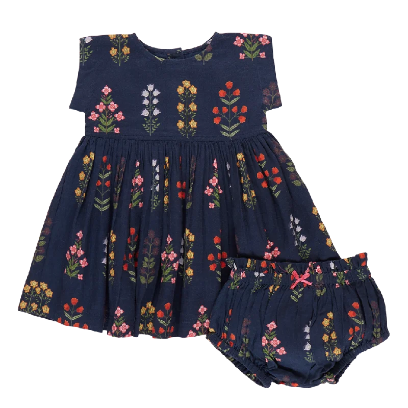 Baby Girls Marie Dress Set - Navy Field Floral