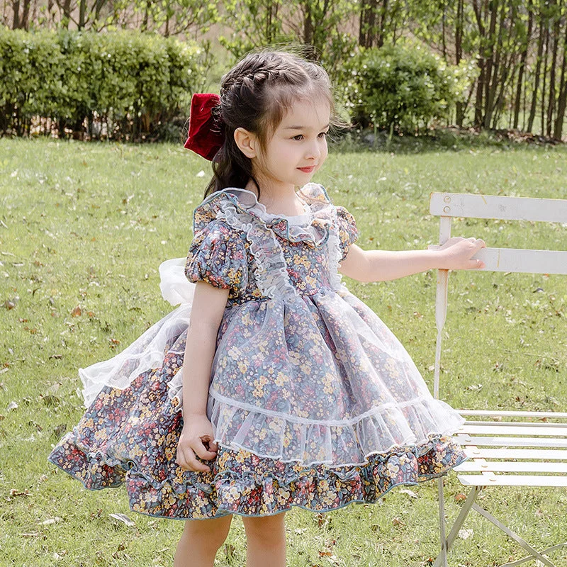 Baby Kid Girls Bow Lace Print Birthday Party Dresses Princess Dresses Wholesale 950610262