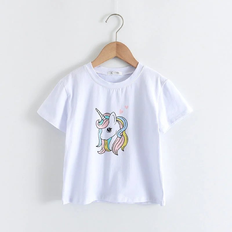 Baby Kid Girls Love heart Unicorn Print T-Shirts Wholesale 220418244