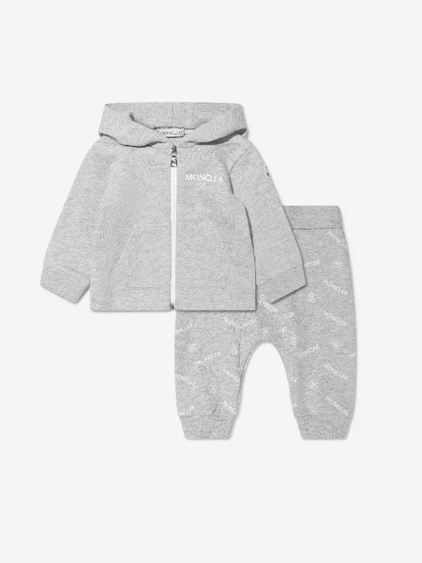 Moncler Enfant Baby Logo Tracksuit in Grey