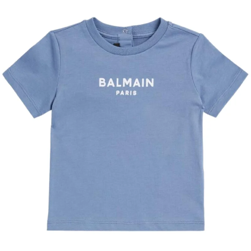 Balmain Baby Embossed Logo Blue T-Shirt