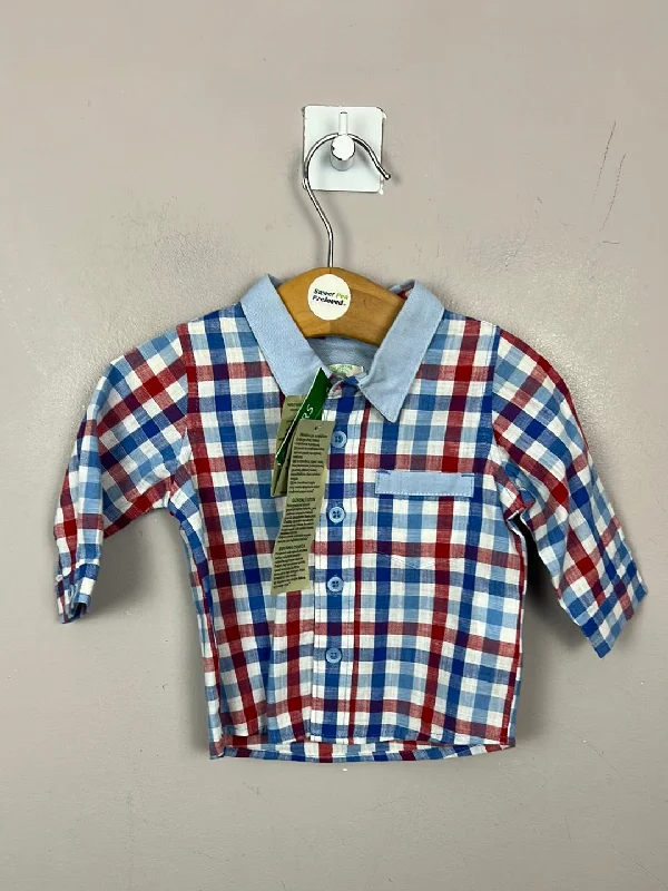 Benetton Red/Blue Check Shirt BNWT 0-3m