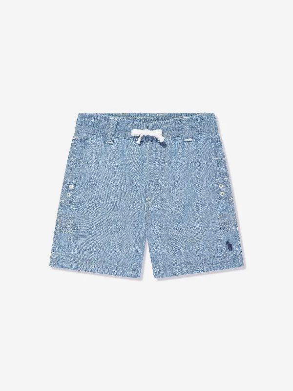 Ralph Lauren Boys Chambray Rugby Shorts in Blue