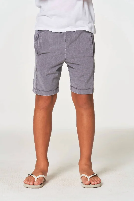 Boy's Coastal Cloth Boat Day Short In Gray Mineral Wash