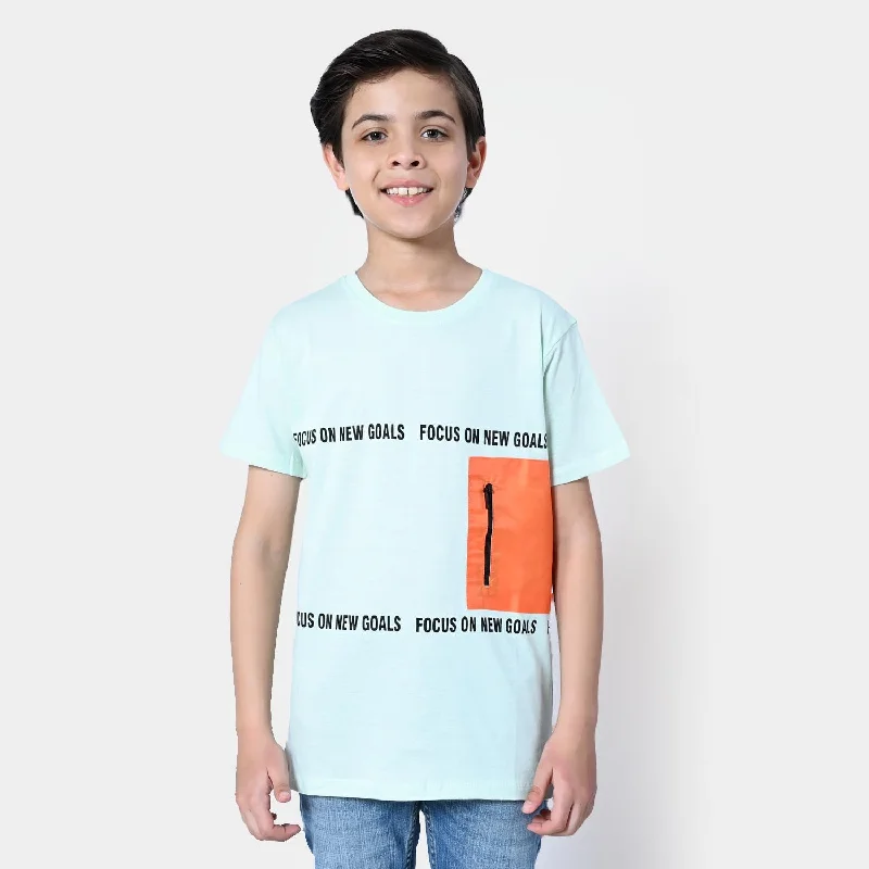 Boys Cotton T-Shirt New Goals | Sky Blue