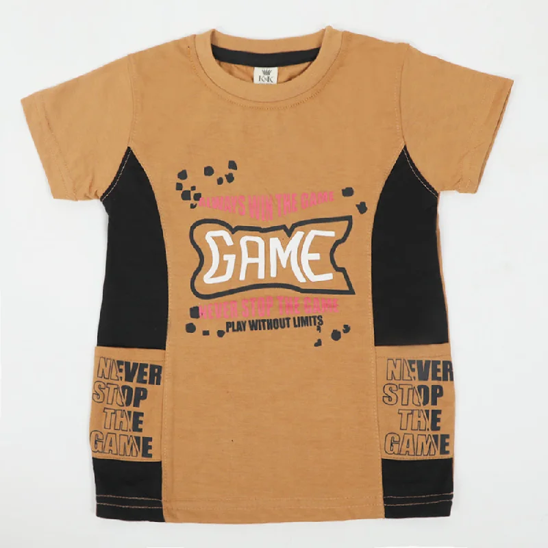 Boys Half Sleeves T-Shirt - Brown