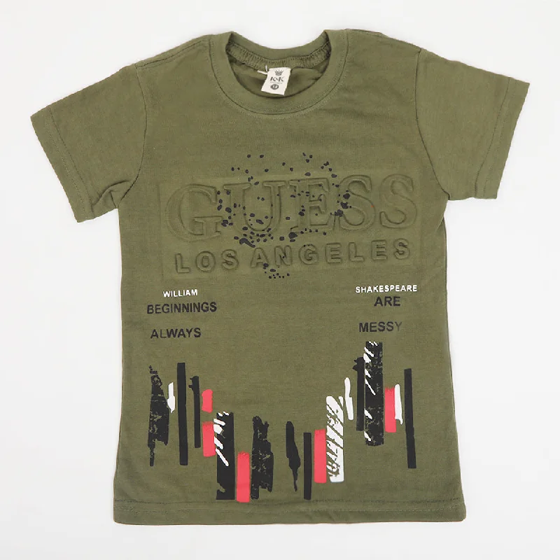 Boys Half Sleeves T-Shirt - Olive Green