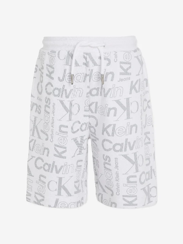 Calvin Klein Boys Institutional CK Logo Shorts in White