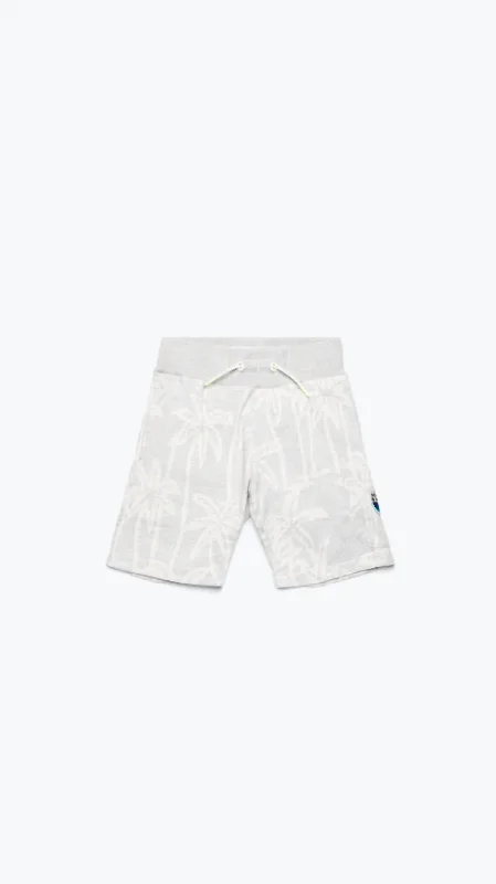 Boys - Palm Intarsia Sweatshort In Grey Palm Print