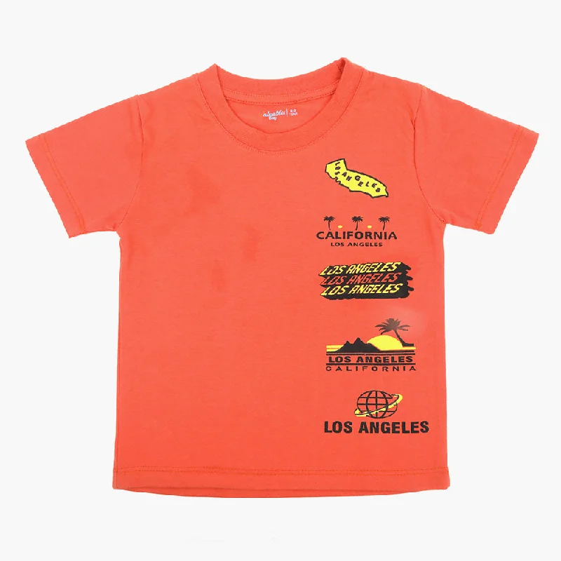 Boys Printed Half Sleeves T-Shirt - Rust