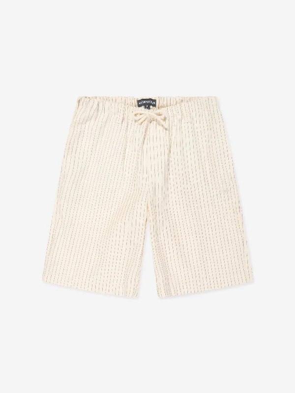 Emporio Armani Boys Striped Linen Shorts in Ivory