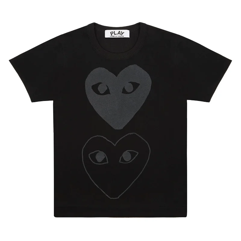 Black Double Vertical Heart T-Shirt