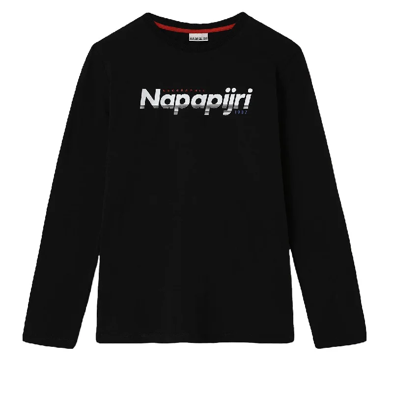 Napapijri Junior Black Long Sleeve Saloy T-Shirt