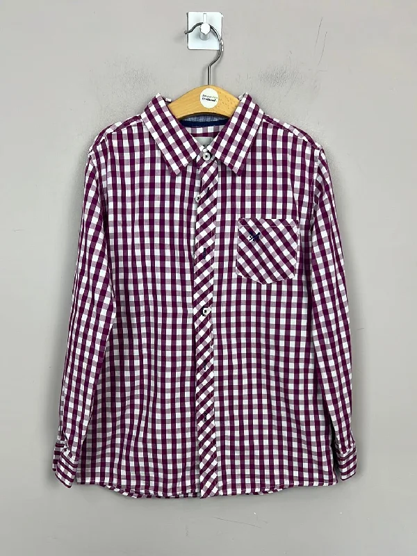 Crew Purple check shirt 8-9y