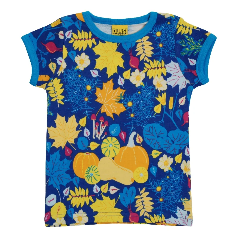 Fall Flowers - Blue Short Sleeve Shirt - 2 Left Size 11-12 & 12-13 years