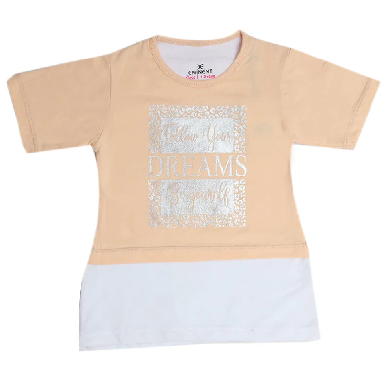 Eminent Girls Printed T-Shirt - Peach