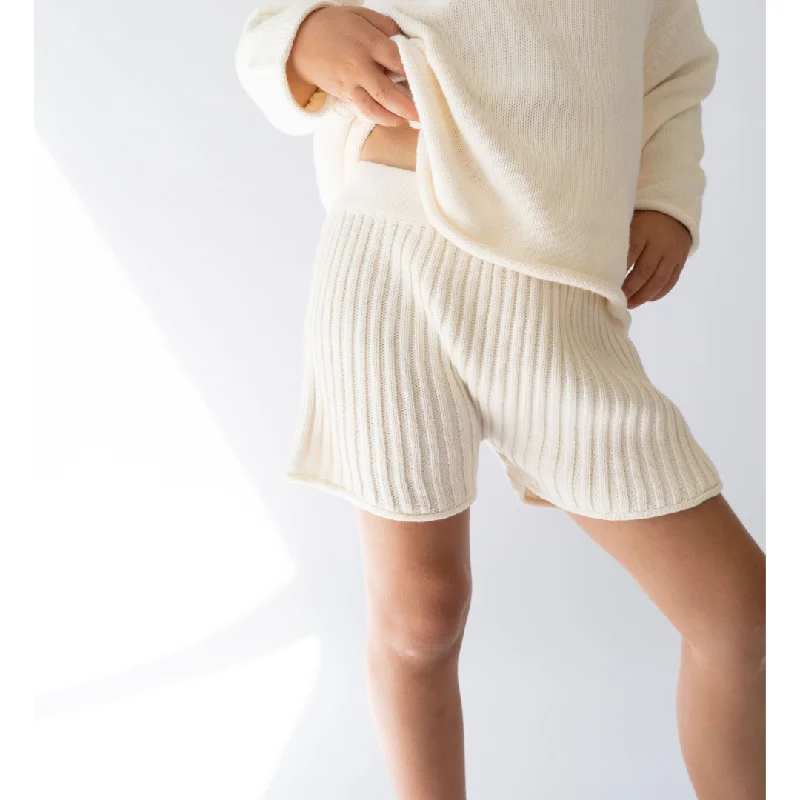 Essential Ribbed Knit Shorts - Vanilla