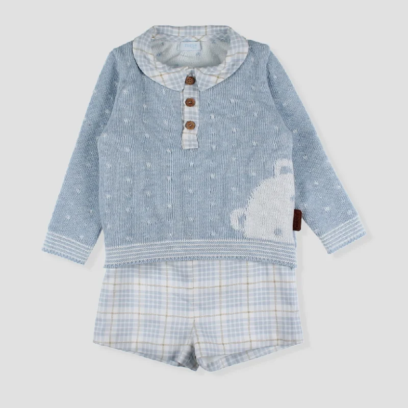 New In Foque Boys Blue Jumper & Shorts Set