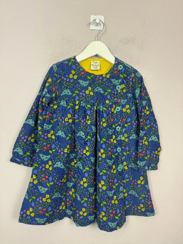 Frugi Blue Bird Cord Dress 3-4y