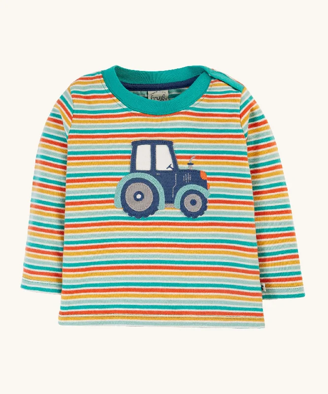 Frugi Orion Applique Top - Iguana Multi-Stripe/ Tractor