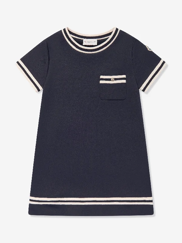 Moncler Enfant Girls A-Line Pocket Dress in Navy